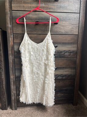 Boohoo White Sequin Slip Dress